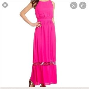 Gianni Bini Hot Pink Lattice Back Maxi Dress
